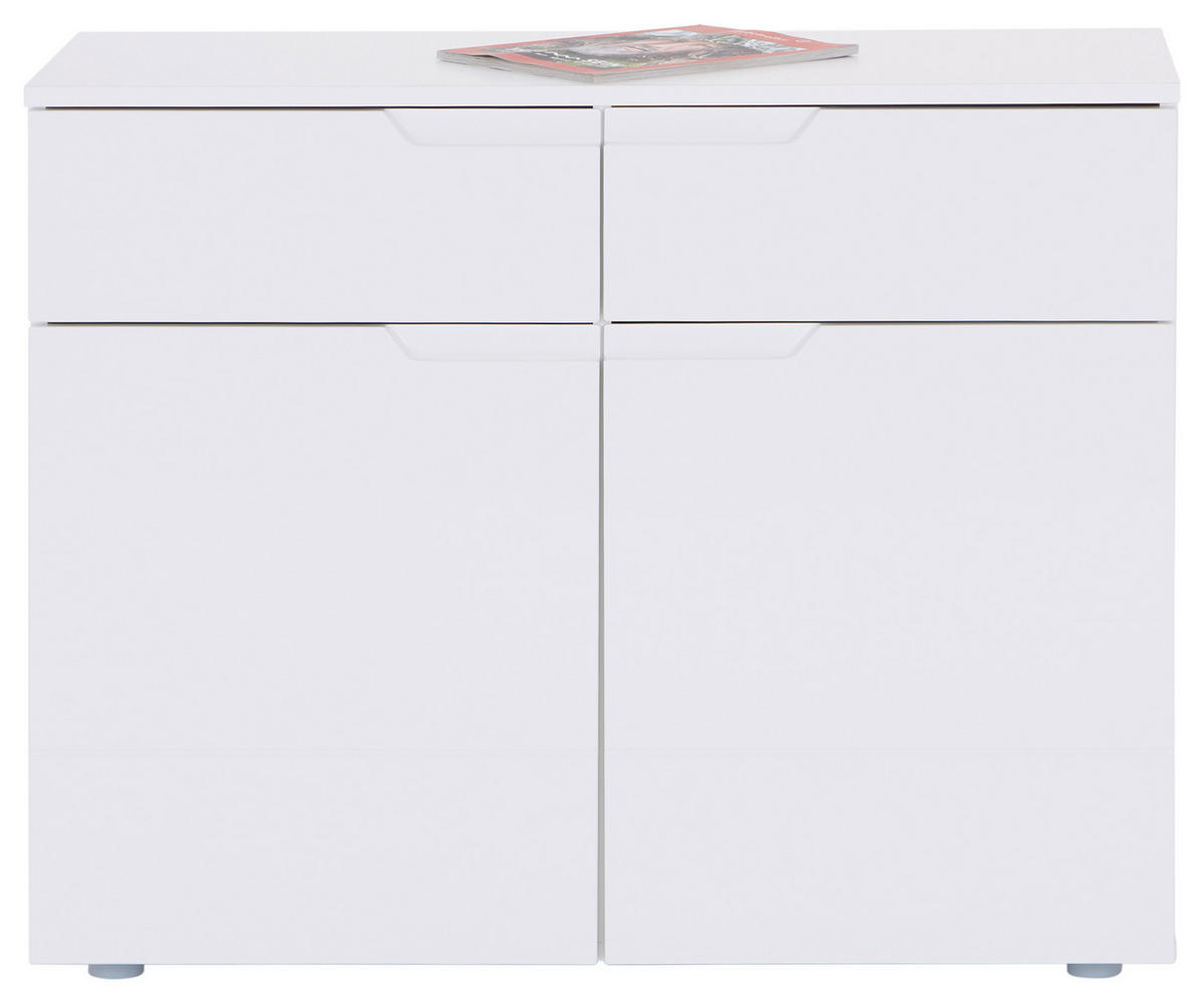 KOMMODE HILTON  in 100/81,4/40 cm  - Weiß Hochglanz/Silberfarben, MODERN, Holzwerkstoff/Kunststoff (100/81,4/40cm) - Hom`in