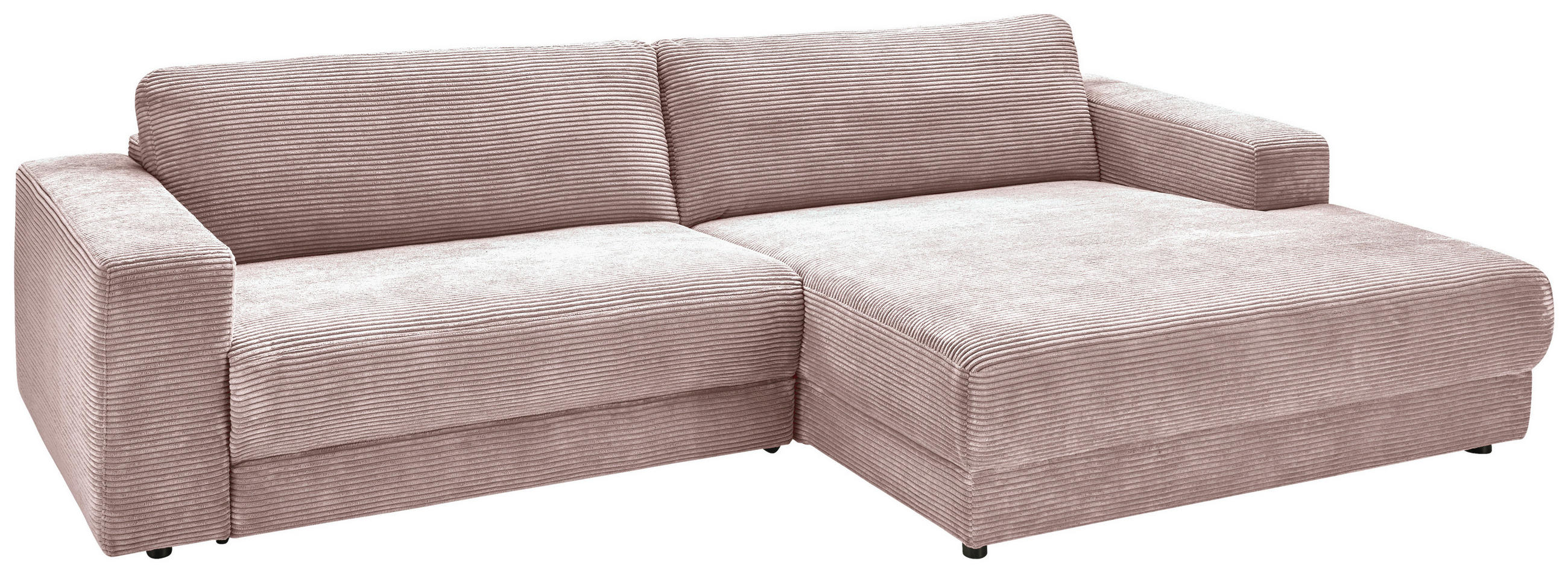 ECKSOFA in Cord Rosa  - Schwarz/Rosa, Design, Kunststoff/Textil (296/168cm) - Pure Home Lifestyle