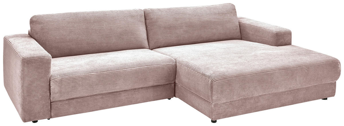 ECKSOFA in Cord Rosa  - Schwarz/Rosa, Design, Kunststoff/Textil (296/168cm) - Pure Home Lifestyle