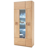 VITRINE  in teilmassiv Eiche Eichefarben - Eichefarben/Nickelfarben, Design, Glas/Holz (90/208/38cm) - Livetastic