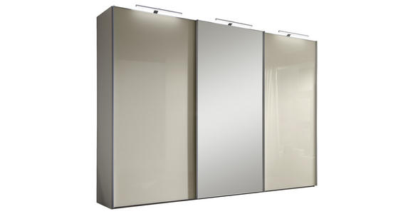 SCHWEBETÜRENSCHRANK in Sandfarben, Magnolie - Sandfarben/Magnolie, Basics, Glas/Holzwerkstoff (249/222/68cm) - Moderano