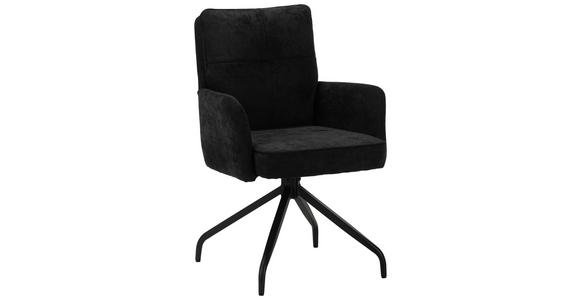 ARMLEHNSTUHL  Sitzfläche 180° drehbar Mikrofaser  - Schwarz, Design, Textil/Metall (60/90/68cm) - Carryhome