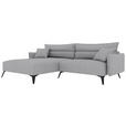 ECKSOFA  in Cord Hellgrau  180/253 cm  - Hellgrau/Schwarz, KONVENTIONELL, Textil/Metall (180/253cm) - Carryhome