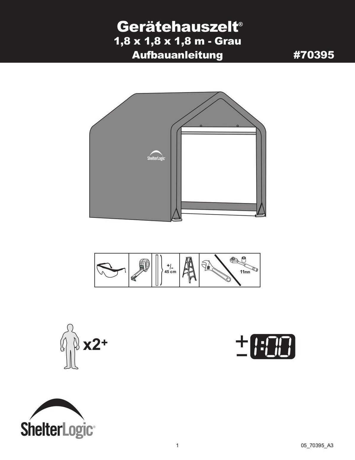 ZELTGARAGE 180/180/180 cm  - Grau, Basics, Kunststoff (180/180/180cm) - Ambia Garden