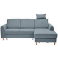 ECKSOFA Blau Flachgewebe  - Blau/Buchefarben, KONVENTIONELL, Holz/Textil (241/166cm) - Carryhome