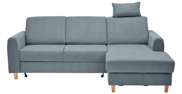 ECKSOFA Blau Flachgewebe  - Blau/Buchefarben, KONVENTIONELL, Holz/Textil (241/166cm) - Carryhome