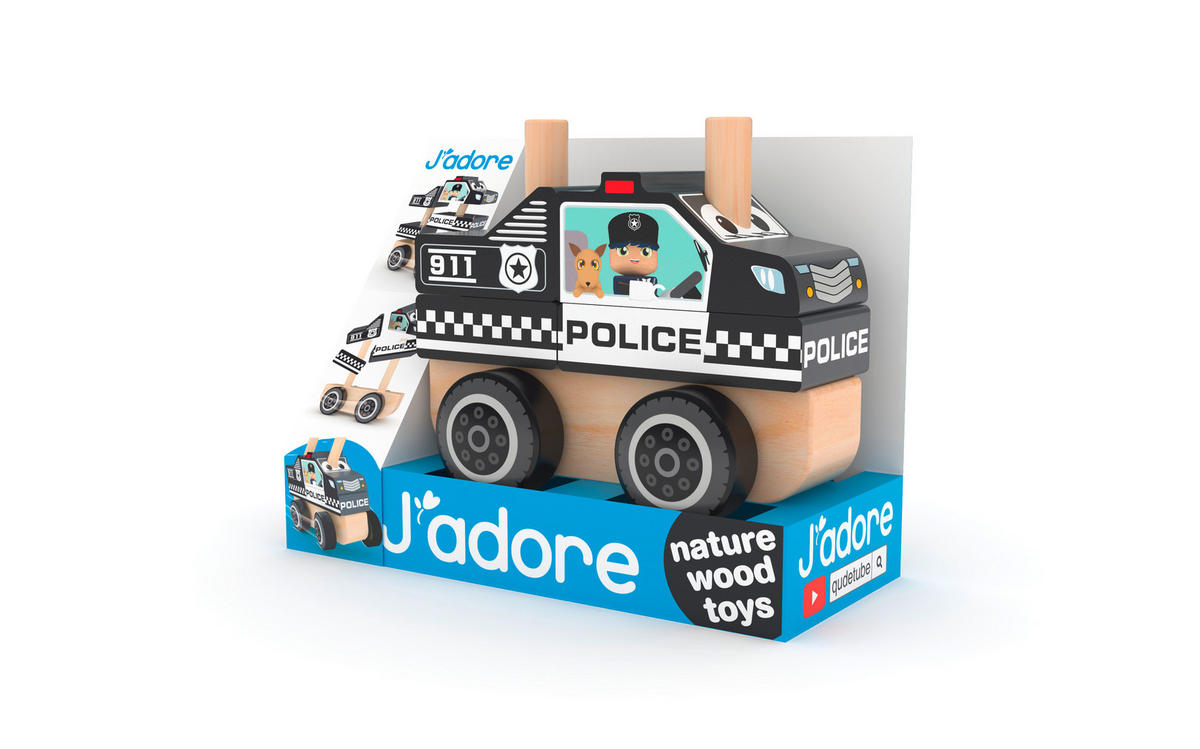 POLICAJNÉ AUTO - viacfarebná, Basics, kov/drevo (12/6/10cm)