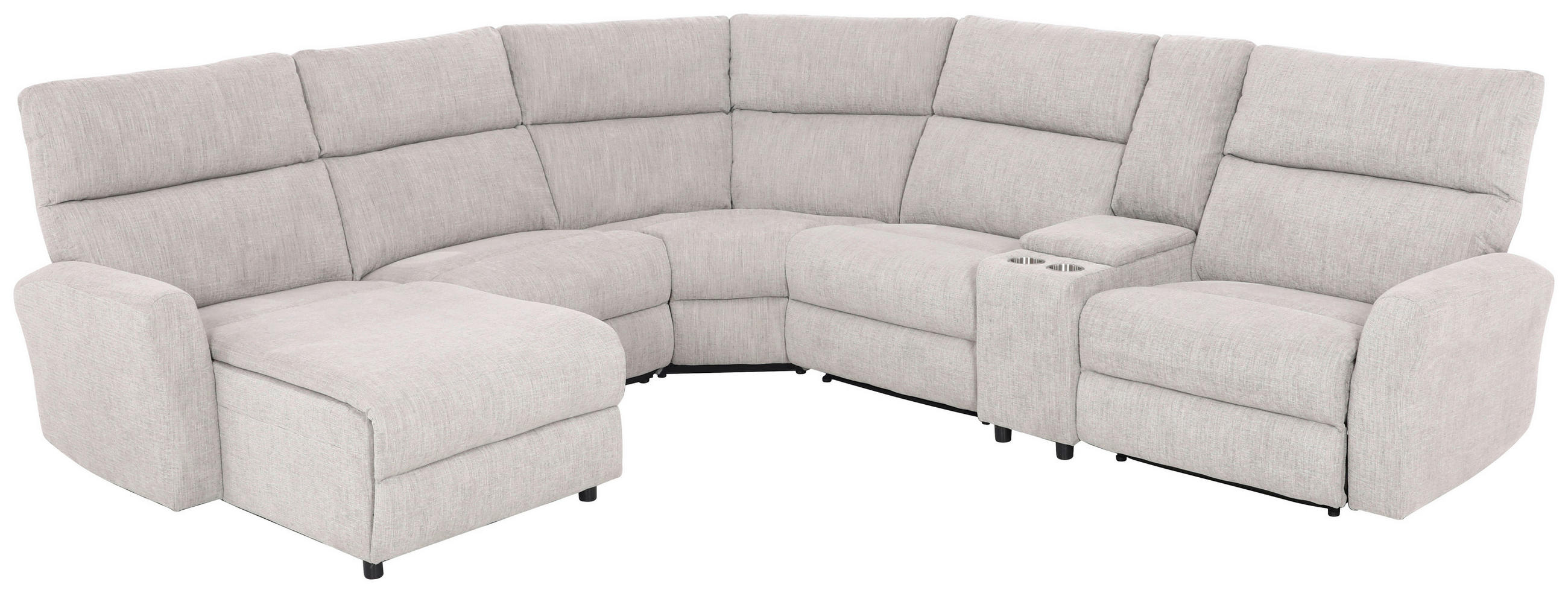WOHNLANDSCHAFT Ottomane links, Eckteil  Hellgrau Webstoff  - Hellgrau/Schwarz, KONVENTIONELL, Kunststoff/Textil (300/106/335cm) - MID.YOU