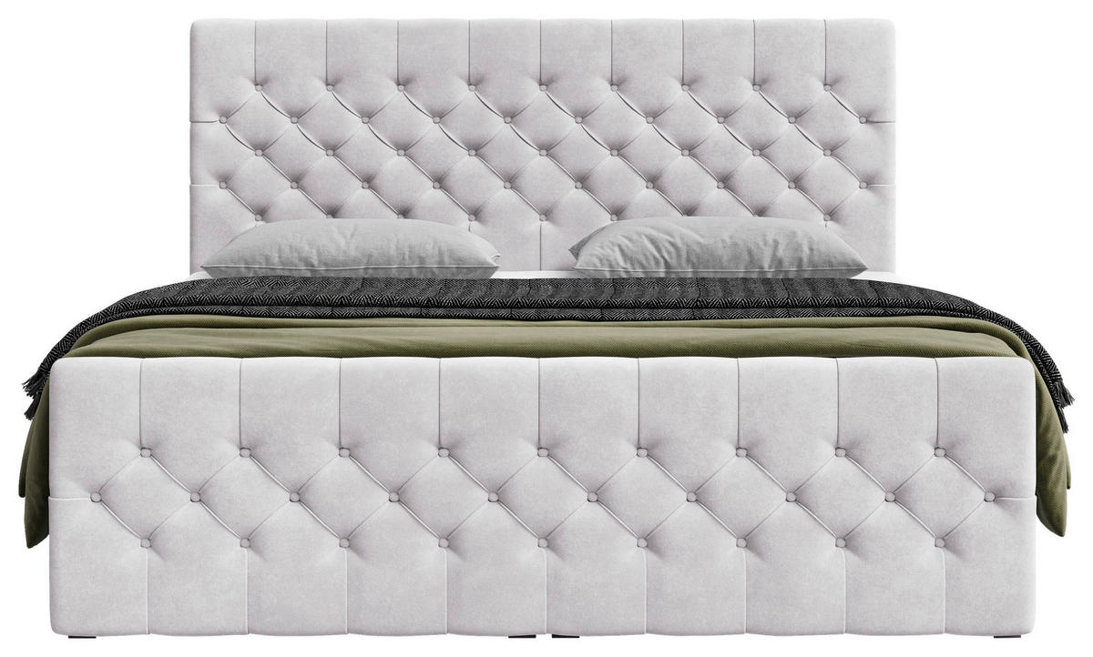 BOXBETT 140/200 cm,  in Silberfarben, Matratze, Topper, H3 = fest  - Silberfarben/Schwarz, KONVENTIONELL, Holz/Kunststoff (140/200cm) - Chameo