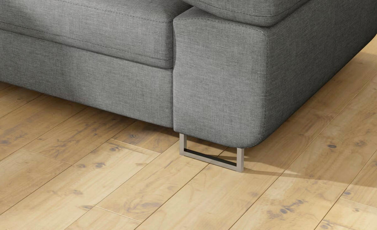 ECKSOFA Grau Textilgeflecht  - Chromfarben/Grau, Design, Textil/Metall (203/272cm) - MID.YOU