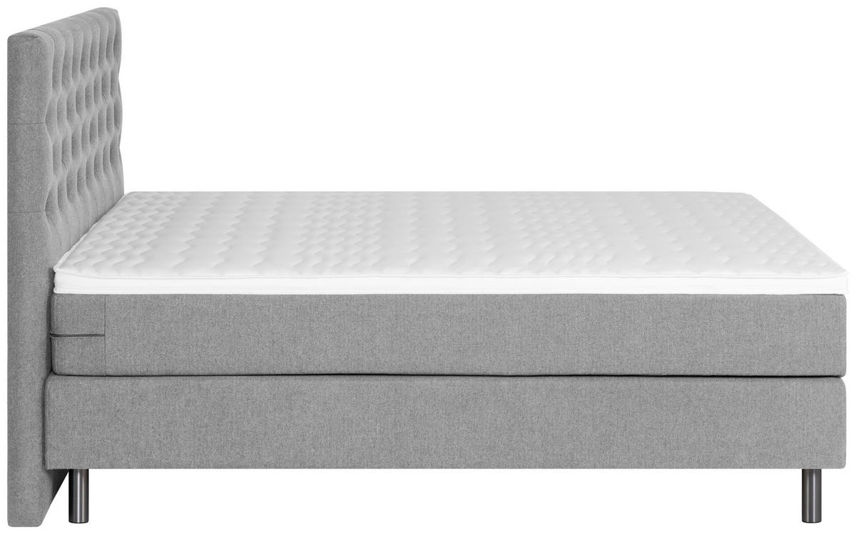 BOXSPRINGBETT 180/200 cm  in Hellgrau  - Silberfarben/Hellgrau, KONVENTIONELL, Textil/Metall (180/200cm) - Welnova
