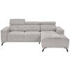 ECKSOFA Hellgrau Chenille  - Hellgrau/Schwarz, KONVENTIONELL, Textil/Metall (264/178cm) - Hom`in