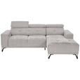 ECKSOFA in Chenille Hellgrau  - Hellgrau/Schwarz, KONVENTIONELL, Textil/Metall (264/178cm) - Hom`in