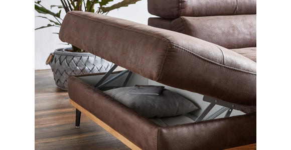 ECKSOFA in Webstoff Dunkelgrau  - Dunkelgrau/Schwarz, Natur, Holz/Textil (226/282cm) - Novel