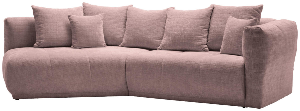 ECKSOFA in Chenille Rosa  180/315 cm  - Schwarz/Rosa, MODERN, Kunststoff/Textil (180/315cm) - Hom`in