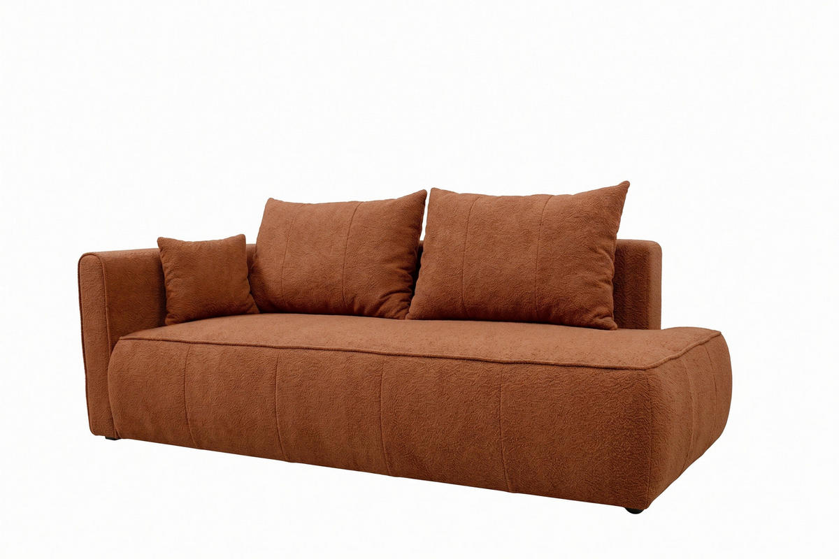 RÉCAMIERE HEVIA in Bouclé Rostfarben  inkl.  - Rostfarben/Schwarz, Design, Kunststoff/Textil (98/97/235cm) - MID.YOU