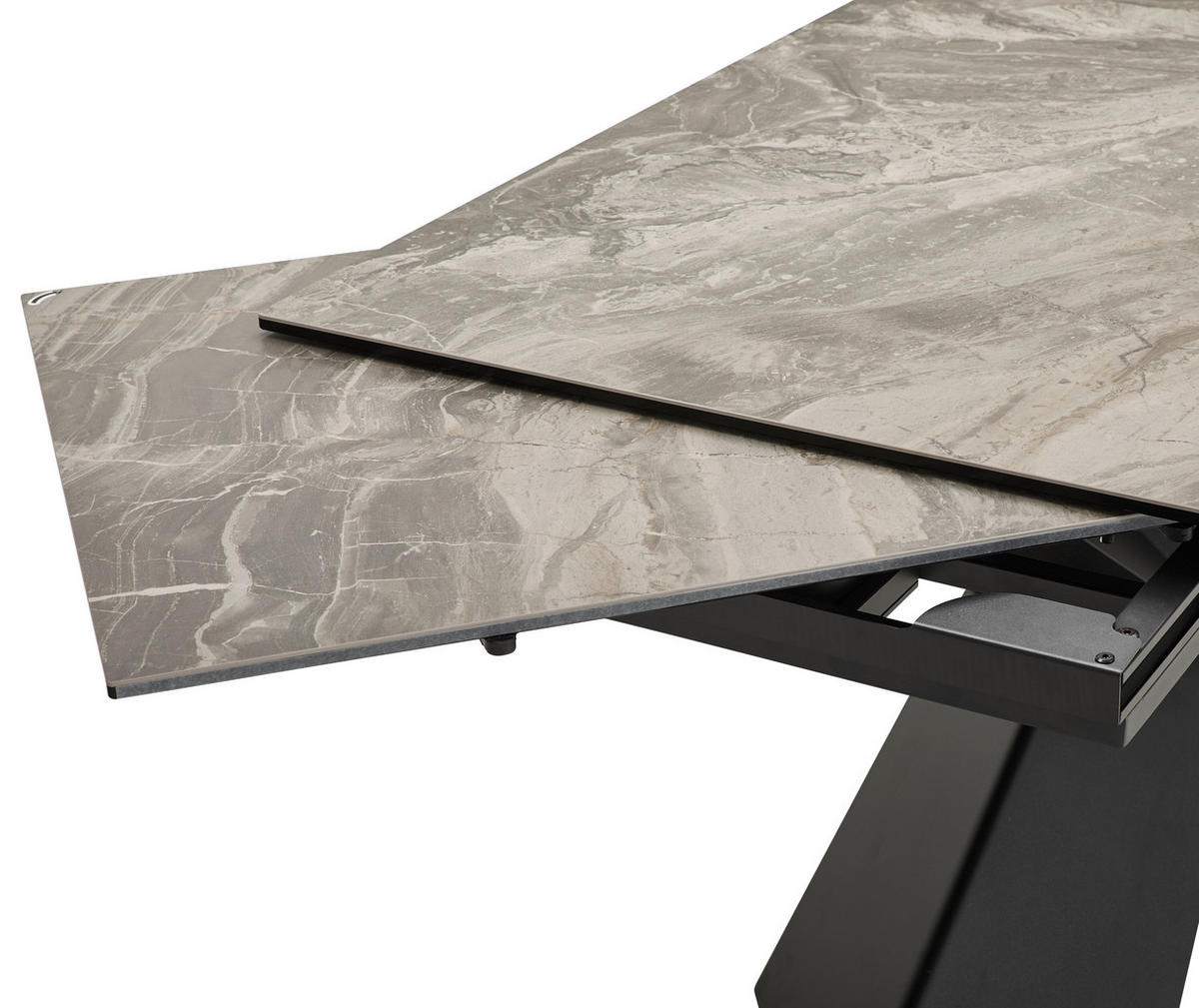 ESSTISCH in Metall, Glas, Keramik 180-250/98/77 cm  - Beige/Schwarz, Design, Glas/Keramik (180-250/98/77cm) - Emilio Belluti