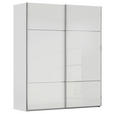 SCHWEBETÜRENSCHRANK 162/223/68 cm 2-türig Grau, Weiß  - Chromfarben/Weiß, KONVENTIONELL, Glas/Holzwerkstoff (162/223/68cm) - Novel