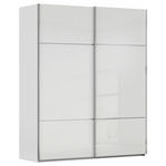 SCHWEBETÜRENSCHRANK 162/223/68 cm 2-türig Grau, Weiß  - Chromfarben/Weiß, KONVENTIONELL, Glas/Holzwerkstoff (162/223/68cm) - Novel