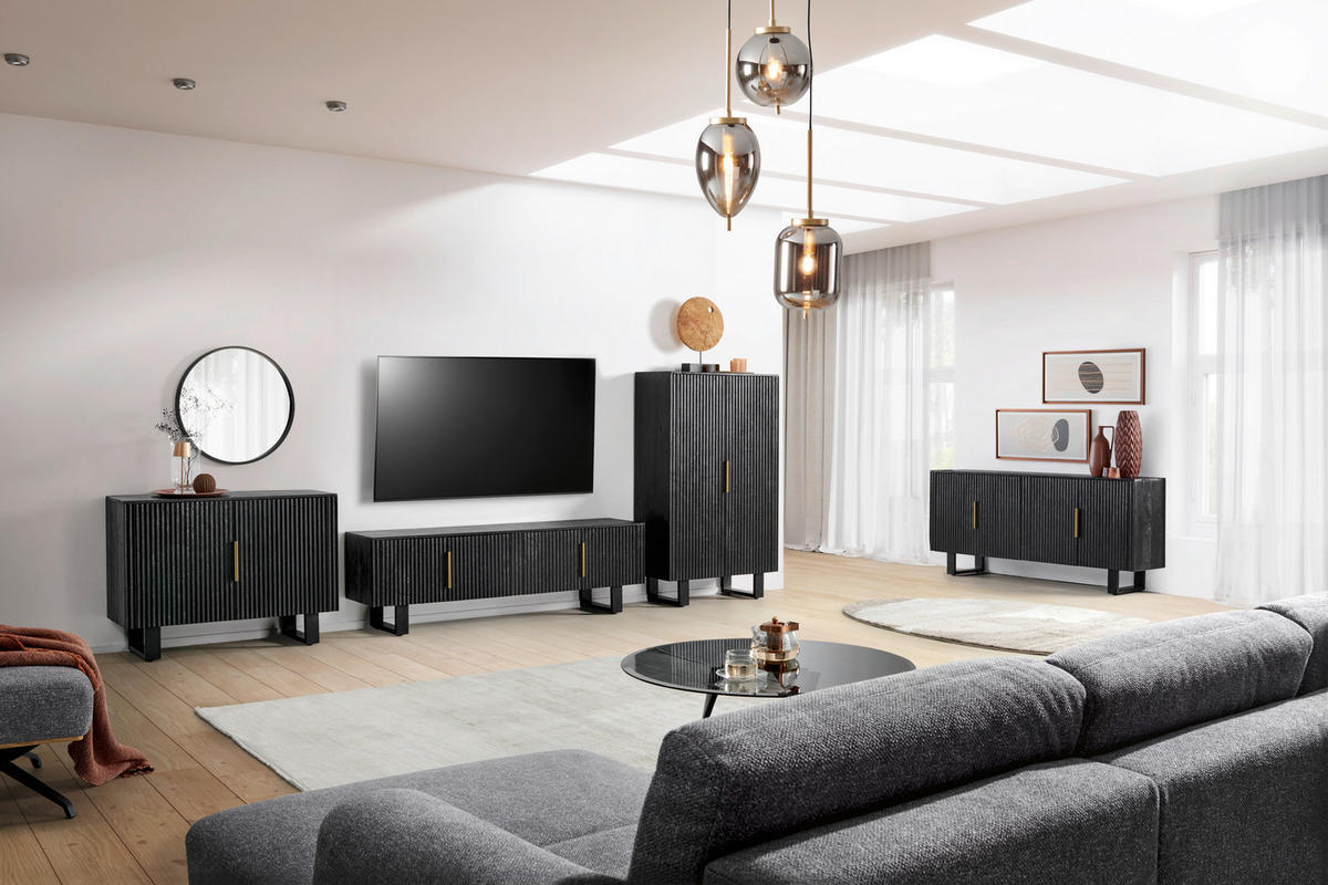 HIGHBOARD  in 90/150/40 cm  - Goldfarben/Schwarz, Design, Holz/Metall (90/150/40cm) - Livetastic