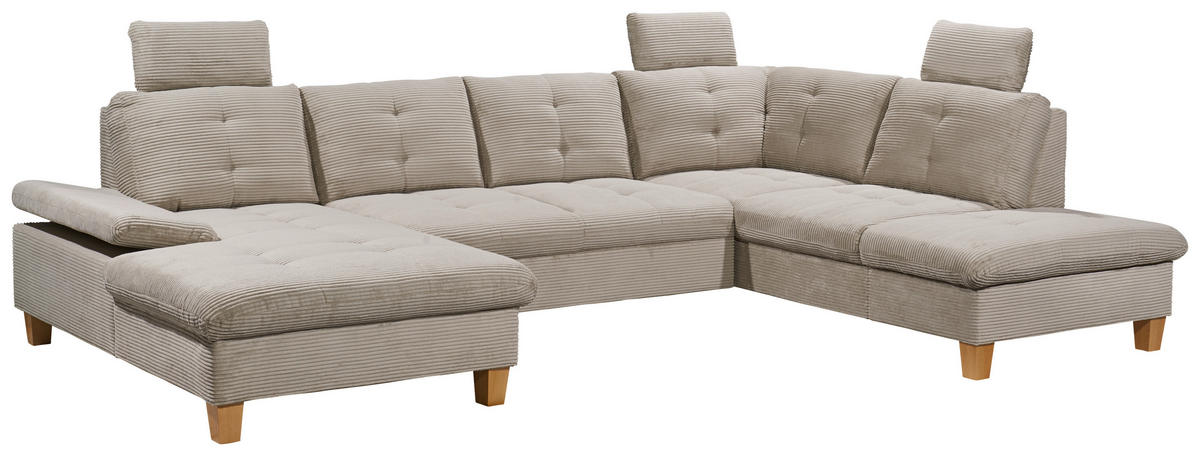 WOHNLANDSCHAFT Grau Cord  - Eichefarben/Grau, KONVENTIONELL, Holz/Textil (170/324/220cm) - MID.YOU