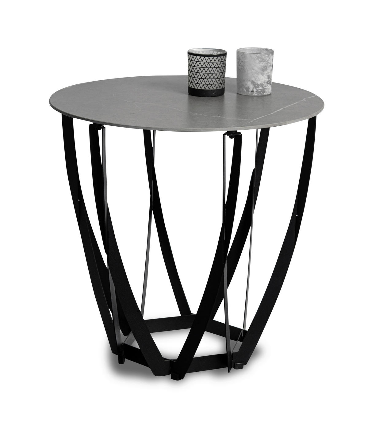 BEISTELLTISCH 50/50/50 cm Grau, Schwarz rund  - Schwarz/Grau, Basics, Stein/Metall (50/50/50cm) - Xora