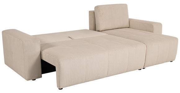 ECKSCHLAFSOFA  mit Cord Beige  - Beige/Schwarz, KONVENTIONELL, Textil (248/146cm) - Xora
