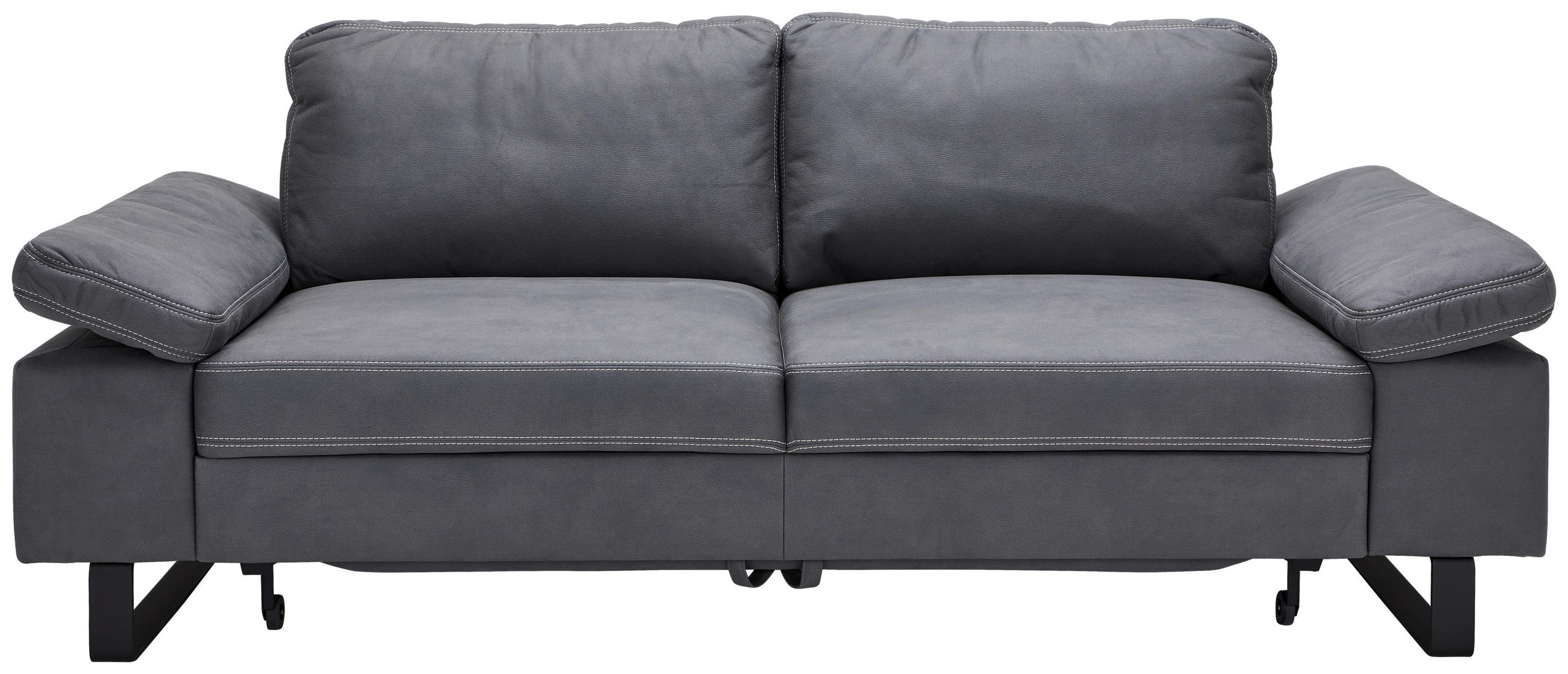 2,5-SITZER Mikrofaser Grau  - Beige/Schwarz, Design, Textil/Metall (214/86/97cm) - Hom`in