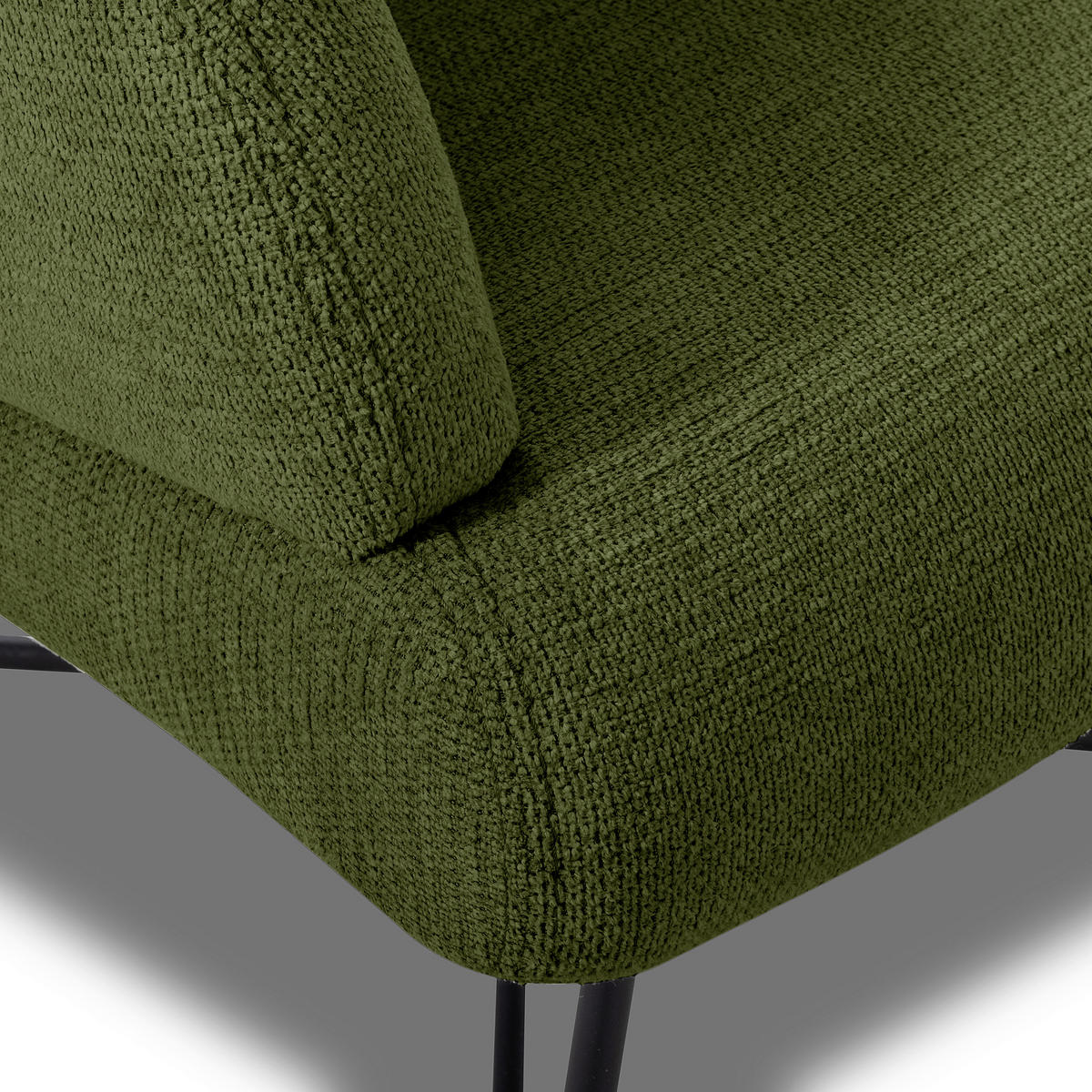 SESSEL in Chenille Grün  - Schwarz/Grün, Design, Textil/Metall (67/87/74cm) - Livetastic