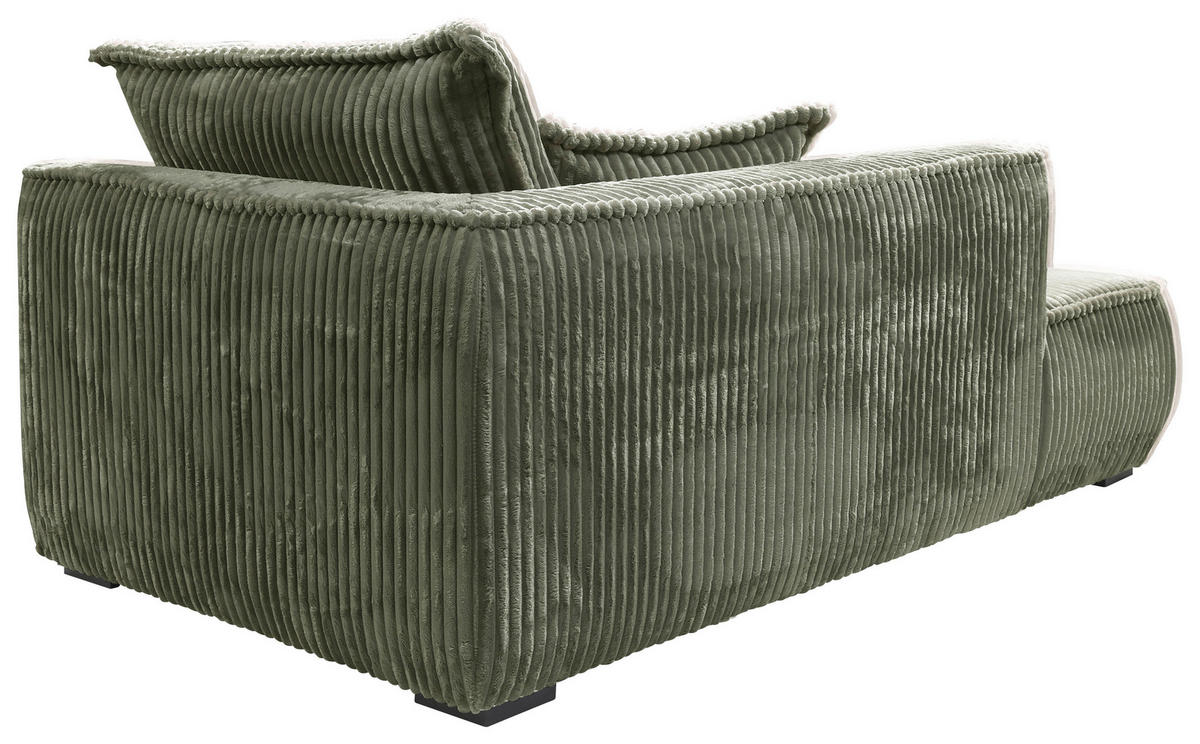 RÉCAMIERE in Cord Grün  - Schwarz/Grün, Design, Holz/Textil (207/75/121cm) - MID.YOU
