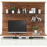 WOHNWAND Astnuss furniert Nussbaumfarben, Weiß - Nussbaumfarben/Weiß, Design, Glas/Holz (195/186,8/41,2-55,7cm) - MODERANO