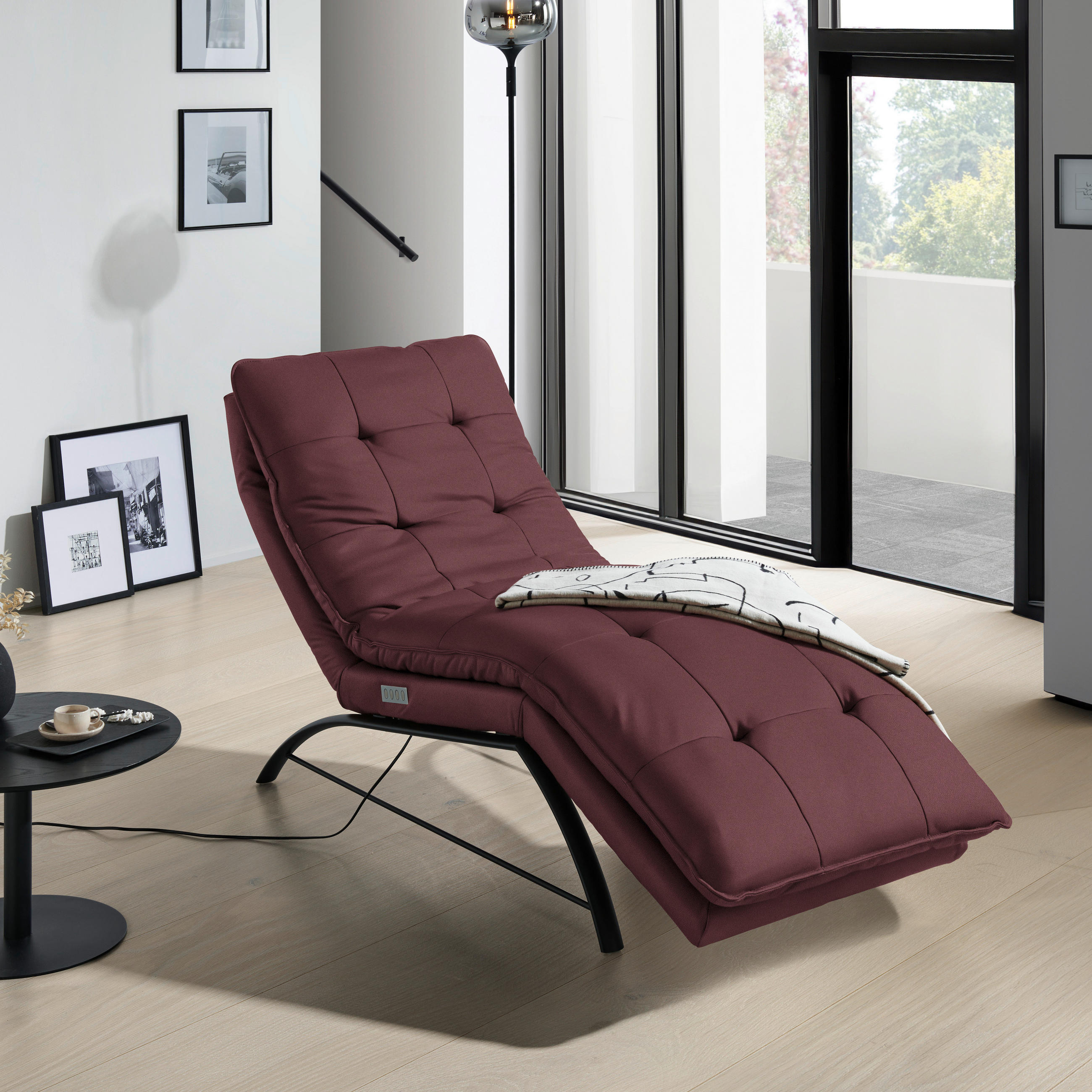 LIEGE in Echtleder Bordeaux  - Bordeaux/Schwarz, Design, Leder/Metall (75/110/190cm) - Chilliano