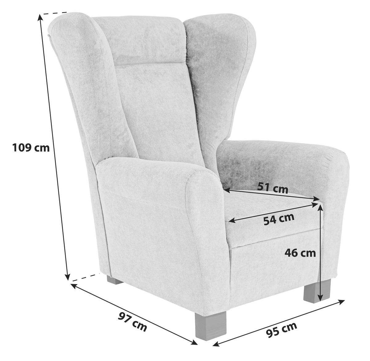 OHRENSESSEL in Flachgewebe Dunkelbraun  - Dunkelbraun/Braun, Design, Holz/Textil (95/109/97cm) - Livetastic