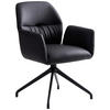 ARMLEHNSTUHL  Sitzfläche 360° drehbar, automatische Rückholfunktion  Echtleder  - Schwarz, Design, Leder/Metall (62/89/63cm) - Dieter Knoll
