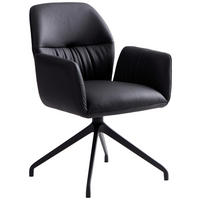 ARMLEHNSTUHL  Sitzfläche 360° drehbar, automatische Rückholfunktion  Echtleder  - Schwarz, Design, Leder/Metall (62/89/63cm) - Dieter Knoll