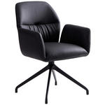 ARMLEHNSTUHL  Sitzfläche 360° drehbar, automatische Rückholfunktion  Echtleder  - Schwarz, Design, Leder/Metall (62/89/63cm) - Dieter Knoll