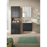 BADEZIMMER 3-teilig  in 120 cm  - Eiche dunkel/Schwarz, Basics, Keramik/Holzwerkstoff (120cm) - MID.YOU