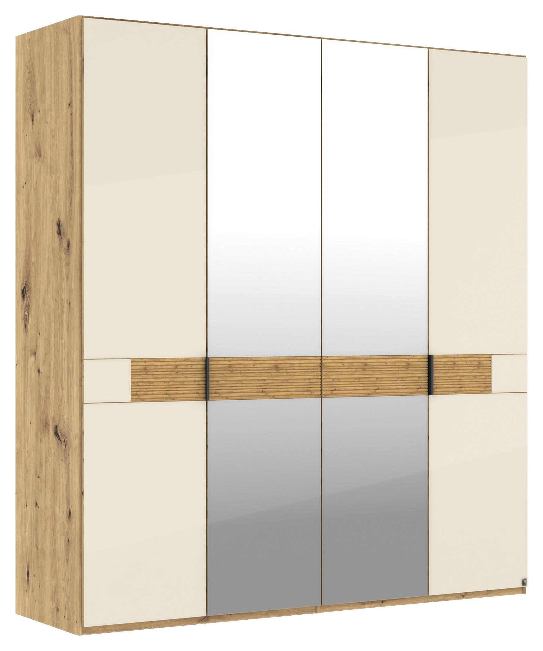 DREHTÜRENSCHRANK 200/216/58 cm,  in Eichefarben, Champagner, 4 Tür(en)  - Schieferfarben/Champagner, Design, Glas/Holz (200/216/58cm) - Musterring