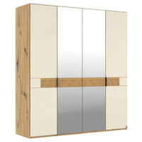 DREHTÜRENSCHRANK 200/216/58 cm,  in Eichefarben, Champagner, 4 Tür(en)  - Schieferfarben/Champagner, Design, Glas/Holz (200/216/58cm) - Musterring