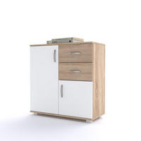 KOMODA   80/35/82 cm   bijela, hrast Sonoma  - bijela/boje aluminija, Design, drvni materijal/metal (80/35/82cm)