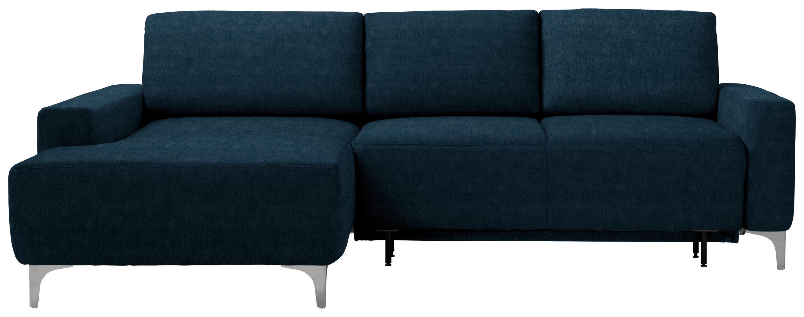 ECKSOFA Blau Chenille  - Blau/Alufarben, Design, Textil/Metall (160/248cm) - Sedda