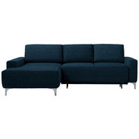 ECKSOFA Blau Chenille Rücken echt  - Blau/Alufarben, Design, Textil/Metall (160/248cm) - Sedda