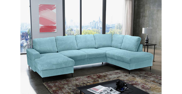 WOHNLANDSCHAFT Türkis Cord  - Türkis/Schwarz, KONVENTIONELL, Textil/Metall (148/303/197cm) - Carryhome