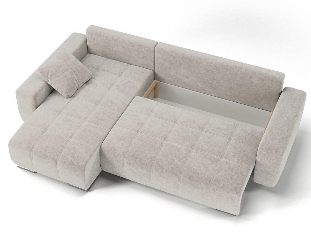 ECKSOFA LOPEZ in Flachgewebe Beige  - Beige/Silberfarben, Design, Kunststoff/Textil (190/296cm) - MID.YOU