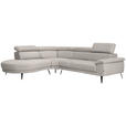 ECKSOFA in Velours Sandfarben  - Sandfarben/Schwarz, Design, Textil/Metall (264/299cm) - Novel