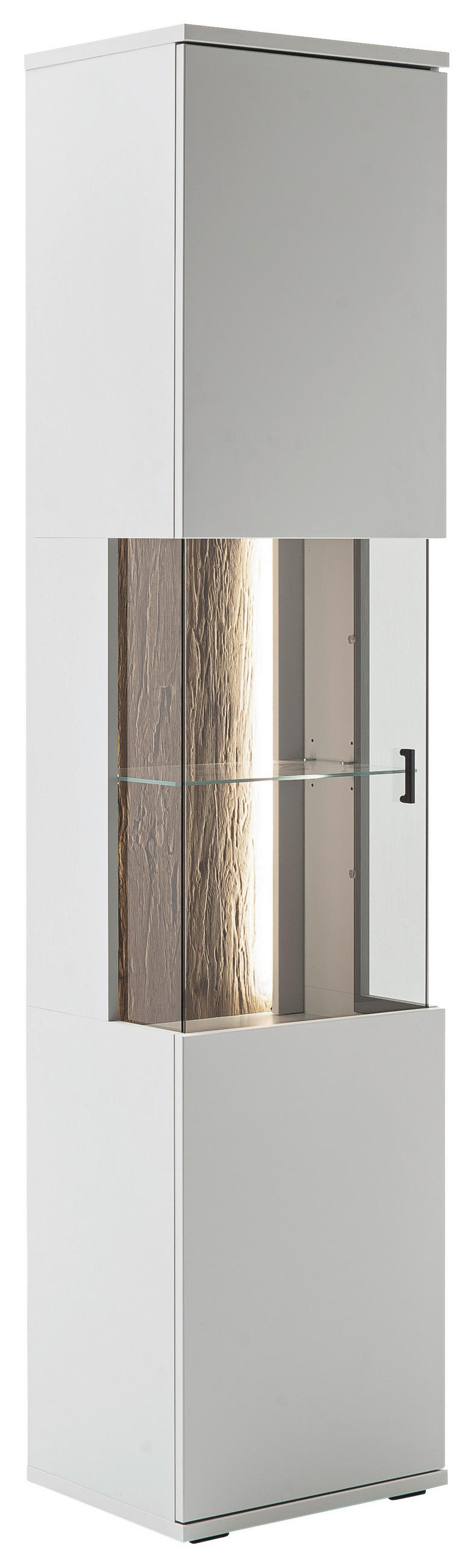 VITRINE Weiss, Eichefarben  45/199/37 cm  - Weiss/Eichefarben, Design, Glas/Holzwerkstoff (45/199/37cm) - Stylife