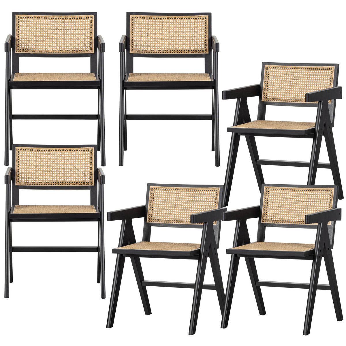 ARMLEHNSTUHL  in  - Schwarz/Naturfarben, Design, Holz (54/80/54cm) - Livetastic