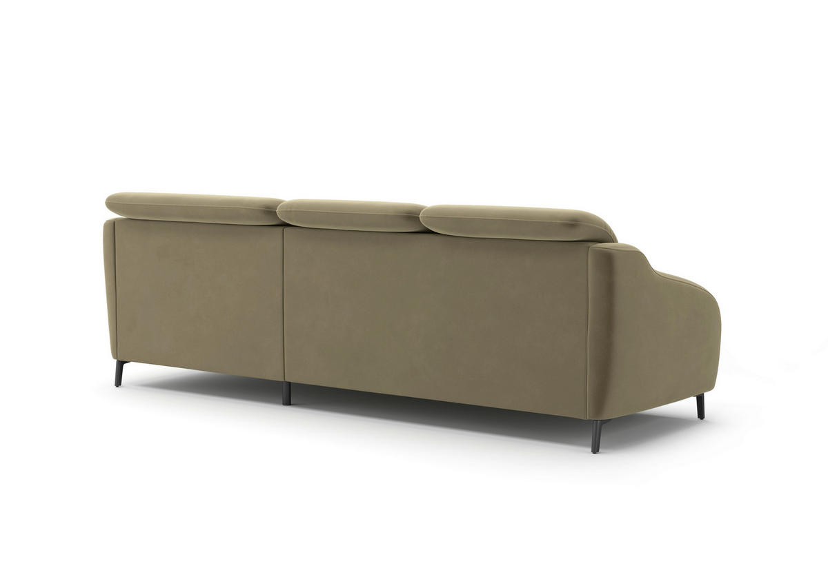 ECKSOFA BLUES V Olivgrün Samt  - Schwarz/Olivgrün, MODERN, Textil/Metall (271/191cm) - Sit & More