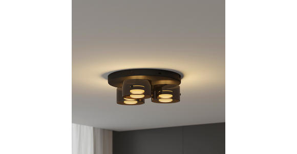 LED-DECKENLEUCHTE 41/12 cm   - Schwarz, Design, Glas/Kunststoff (41/12cm) - Novel
