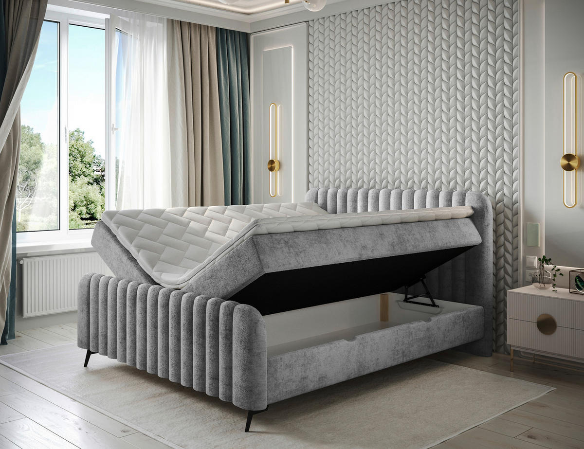BOXBETT 140/200 cm  in Grau  - Schwarz/Grau, MODERN, Holz/Holzwerkstoff (140/200cm) - MID.YOU
